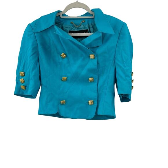 Louis Féraid light blue cropped jacket with goldtone buttons - Picture 1 of 8